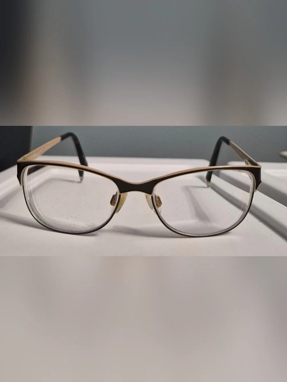 Esprit Matte Black And Beige Butterfly Eyeglass Frame